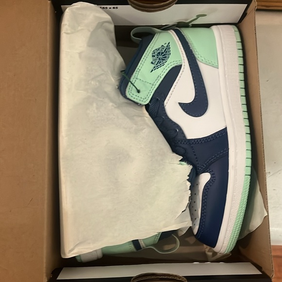 Jordan 1 Mid Mystic Navy Mint Foam sneakers PS 12c toddler Nike - Picture 7 of 13